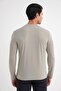 Slim Fit Cotton Fabric Long Sleeve Beige T-Shirt Ts 917 - 7