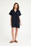 100% Cotton Woven Button Detailed Shirt Collar Muslin Shorts Jumpsuit - 4