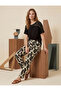 Shoulder Lace Trousers Floral Printed Lycra Pajama Set - 2