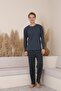 Men's Interlock Comfortable Fit Crew Neck High Quality Cotton Pajama Set 16675