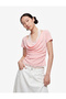 Slim Fit Short Sleeve Lace Detailed Athlete Double Boat Neck T-Shirt - 2