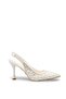 Women's Stone and Pearl Embellished Heeled Shoes - 3