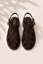 Women's Brown Suede Sandals with Cage Buckle Detail - 4