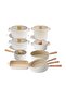 Fika Aluminum Cast Glass Lid 15 Piece Cookware & Pan Set 18d18s22d24k26d24t26t26w28t28g