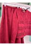 Shoulder Pad Tex Suede Skirt Suit Laser Cut - Bordo - 46 - 3