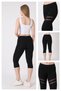 Women's Black Chiffon Detailed Capri Leggings - 90% Cotton - 7