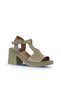 Khaki Leather Women's Heeled Sandals 01Wa1702 - 2
