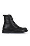 Black Leather Women's Flat Boots 01Wz8900