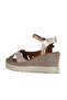 Khaki Multi Shiny Leather Women's Wedge Heeled Sandals 01Wu3802 - 4