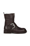 Brown Leather Women's Flat Boots 01Wf4303