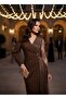 Imported Crepe & Lace Fabric Buckle Detail Lined Custom Design Maxi Dress - 6