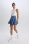 Standard Fit Straight Waist Lightweight Flared Cut White Mini Skirt A2514Ax25Sp - 3