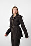 Dark Brown Women's Premium Suit with Flowing Cotton Texture and Layered Detail with Waist Belt - 2