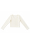 Kadın Ekru Crop Bluz V Yaka Basic - 2