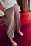 Women's Baggy Trousers – Milk Coffee Four Seasons Gabardine, Relaxed Fit, Elastic High Waist 4003 - 5
