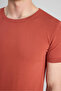 Slim Fit Tile Plain Knit Rayon Knitted T-Shirt - 2