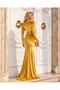 Velvet Low-Cut Long Evening Dress 582280 Yellow - 2