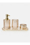 Crystal Glass Bathroom Set 4 Pieces |   Liquid Soap Dispenser, Solid Soap Dispenser, Toothbrush Holder and Tray | - 2