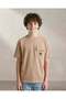 Senior Boys Beige Plain T-Shirt