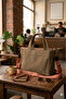 Waxed canvas large capacity zippered shoulder and handbag tote bag - 4