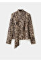 Animal Print Scarf Blouse - 3