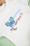 Girl's Butterfly Embroidered Denim Shorts Set - 2