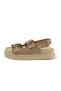 Misha Beige Color Double Buckle Women's Sandals - 5