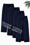 4 Pieces Unisex Regular Pipe Leg Navy Blue Color Sweatpants