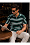Green Striped Knitwear T-Shirt