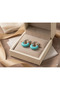 Blue Enamel U-Shape Silver Colored Steel Earrings - 4