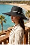 Wide Brim Black Stylish Straw Women's Beach Hat with Tulle Trim and Bow Detail - 2