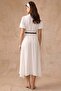 Ruffled Balloon Sleeve Dress with Belt Accessories White 9464-E - 5