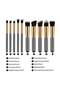 10-Piece Professional Makeup Brush Set, Synthetic Foundation Blending Blush Eyeshadow Brushes, Black Gold - 4