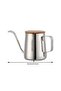 250ml Stainless Steel Drip Coffee Cookware with Wooden Lid,Gooseneck Spout Pour Over Kettle,Silver - 4