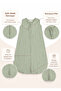 100% Cotton Newborn Baby Summer Muslin Swaddle Romper and Sleeping Bag – Mint Green, Double Zipper - 2