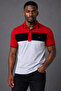 100% Cotton Men's Polo Collar T-shirt, Colorful Striped Short Sleeve Split Model, Mountain Logo Design