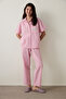 Lilac Slogan Printed Cotton Short Sleeve Pajama Set with Shirt Collar and Shorts - Inspired by Flora - 2