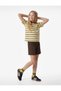 Heart Detailed Striped Yellow Girls' T-Shirt 6Skg10427Ak - 4