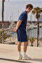 Men's Premium Comfortable Shirt Jogger Linen Shorts Navy Blue Two-Piece Set - 6