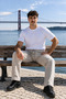 Men's Jogger Stone Linen Trousers with Elastic Waist - 5