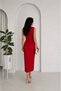 Pleated Zero Sleeve Gold Buckle Double Breasted Dark Fuchsia Women's Midi Dress - 5