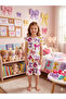 Girls' Cotton Summer Thin Fabric White Ribbon Pattern Short Sleeve Shorts Summer Pajamas Set
