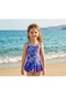 Girl's Patterned Stylish Colorful Swimsuit, Order One Size Up. - 3