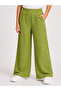 Girl's Green Wide Leg Bubble Textured Pocketed Pants - Relaxed Fit Single Bottom - 2