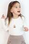 Girl's Long Sleeve T-Shirt with Bow Tie and Bunny Emblem Accessories, Ages 1.5-5, Ecru - 2