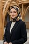 100% twill silk plaid pattern black - gold colored 90x90 scarf edge stitching style hand stitched - 2