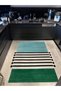 Mira 1189 Blue Green Striped Woven Base Carpet with Tassels on the Edges - 2