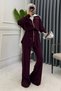 Oversize Zippered Lace-Up Waist Modal Women's Suit 3184 Plum - Special Series - 4