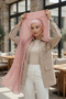 شال شيفون عملي من القطن الممشط مع أربطة خلفية، لون بودرة، PS-51
