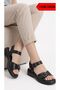 Women's Black Color Buckle Anatomical Sole Daily Comfort Sandals